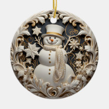 Enfeite de Natal de Boneco de Neve com Efeito 3D |