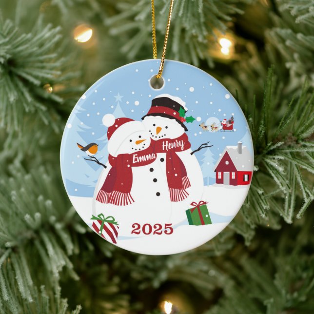 Enfeite de Natal de Boneco de Neve de Casal Person (Árvore)