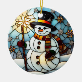 Enfeite de Natal de Boneco de Neve em Vidro Mancha