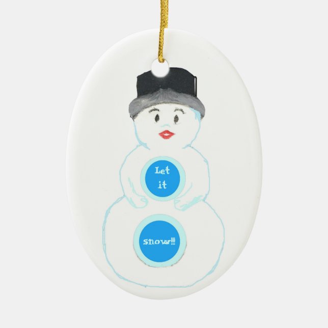 Enfeite de Natal de Boneco de Neve no País das Mar (Frente)