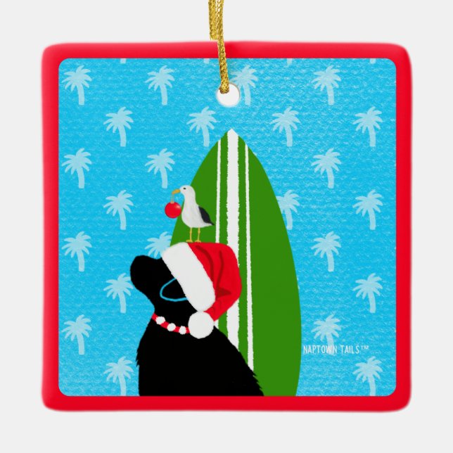 Enfeite de Natal de Cachorro de Surfista Labrador  (Frente)