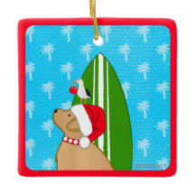 Enfeite de Natal de Cachorro de Surfista Labrador