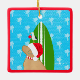 Enfeite de Natal de Cachorro de Surfista Labrador