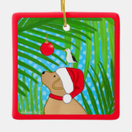 Enfeite de Natal de Cachorro Labrador Amarelo Trop