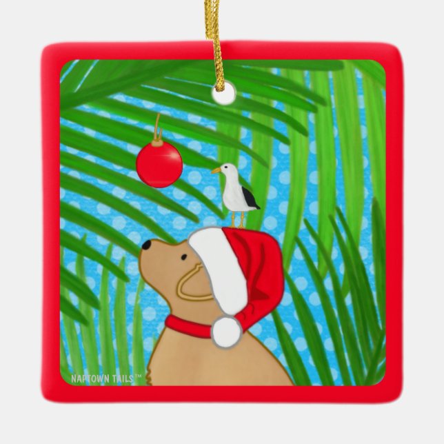 Enfeite de Natal de Cachorro Labrador Amarelo Trop (Frente)