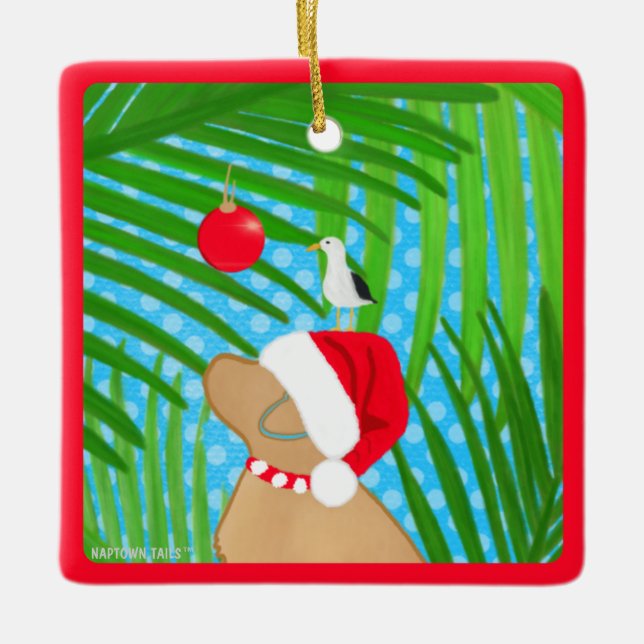 Enfeite de Natal de Cachorro Labrador Amarelo Trop (Frente)