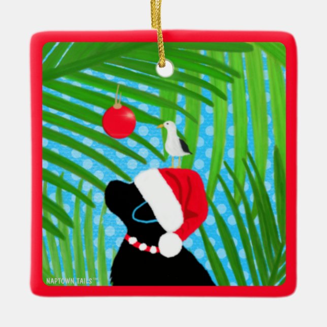 Enfeite de Natal de Cachorro Labrador Preto Tropic (Frente)