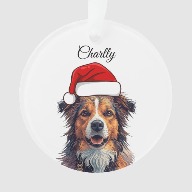Enfeite de Natal de Cachorro Personalizado com Cha (Frente)