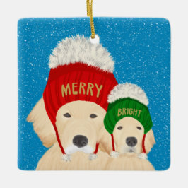 Enfeite de Natal de Cachorros Dourados Alegres 202