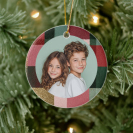 Enfeite de Natal de Cerâmica com Foto Personalizad