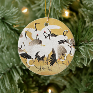 Enfeite de Natal de Cerâmica de Grous Japoneses