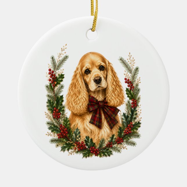 Enfeite de Natal de Cocker Spaniel Buff Vintage (Frente)