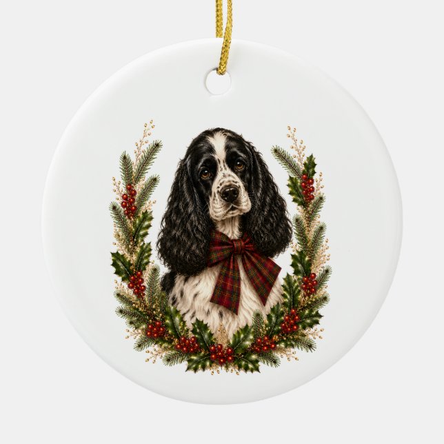 Enfeite de Natal de Cocker Spaniel Parti Vintage (Frente)