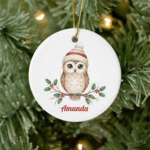 Enfeite de Natal de Coruja Caprichosa Personalizad