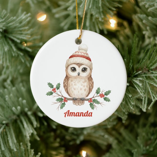 Enfeite de Natal de Coruja Caprichosa Personalizad (Árvore)