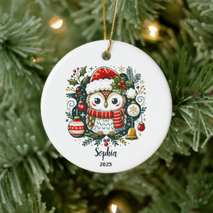 Enfeite de Natal de Coruja Personalizado, Presente