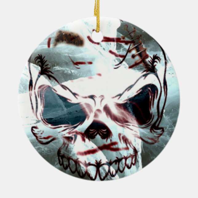 Enfeite de Natal de Crânio Gótico (Traseira)