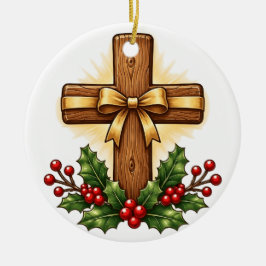 Enfeite de Natal de Cruz de Madeira Rústica