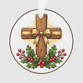 Enfeite de Natal de Cruz de Madeira Rústica