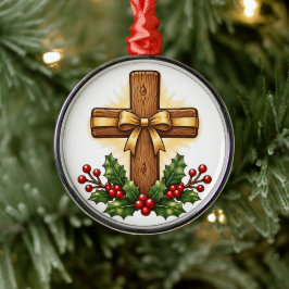 Enfeite de Natal de Cruz de Madeira Rústica