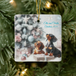 Enfeite de Natal de Dachshund de pastel congelado