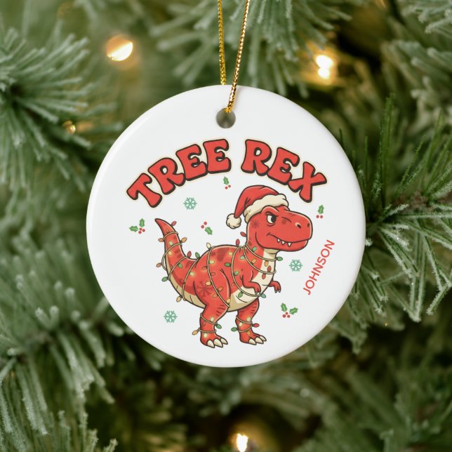 Enfeite de Natal de Dinossauro Engraçado Tree Rex  (Árvore)