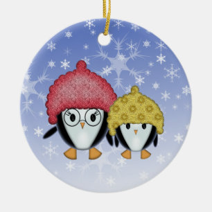 Enfeite de Natal de Dois Pequenos Pinguins