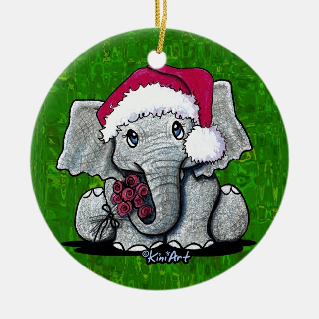 Enfeite de Natal de Elefante Bebê (Frente)