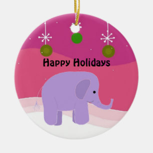 Enfeite de Natal de Elefante Roxo