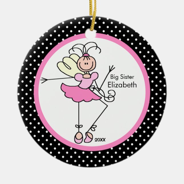 Enfeite de Natal de Fada Bailarina Irmã Mais Velha (Frente)