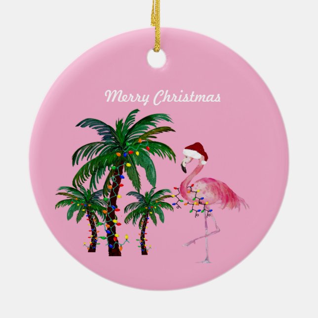 Enfeite de Natal de flamingo e palmeira (Traseira)
