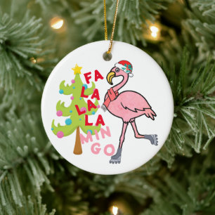 Enfeite de Natal de Flamingo Rosa Engraçado Humor