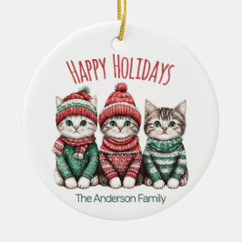 Enfeite de Natal de Gato Fofo | Nome da Família Pe
