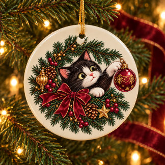 Enfeite de Natal de Gato Smoking Vintage Personali