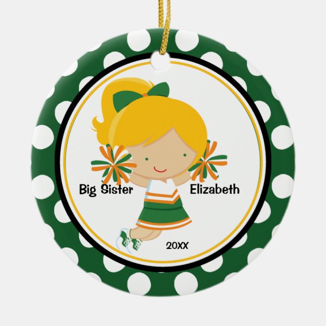 Enfeite de Natal de Irmã Mais Velha de Cheerleader (Frente)