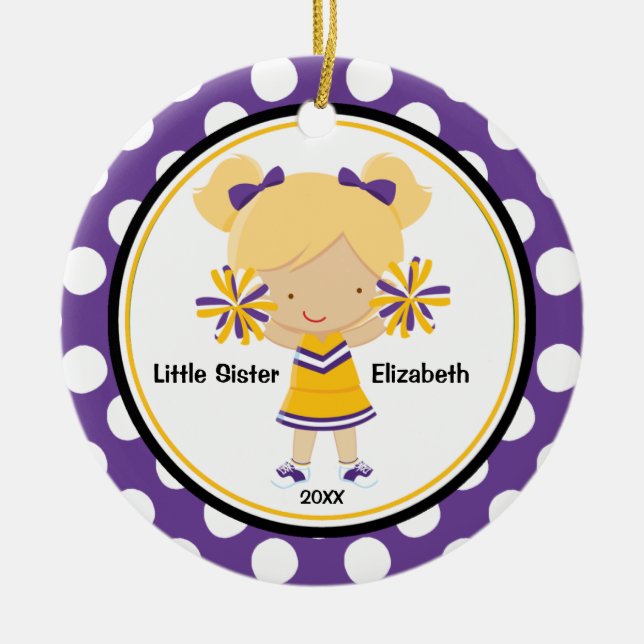 Enfeite de Natal de Irmãzinha Cheerleader Fofa (Frente)