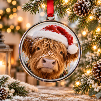 Enfeite de Natal de Metal Vaca Highland de Papai N