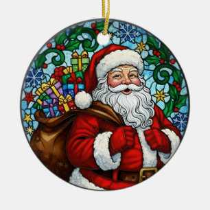 Enfeite de Natal de Neve de Papai Noel Azevinho