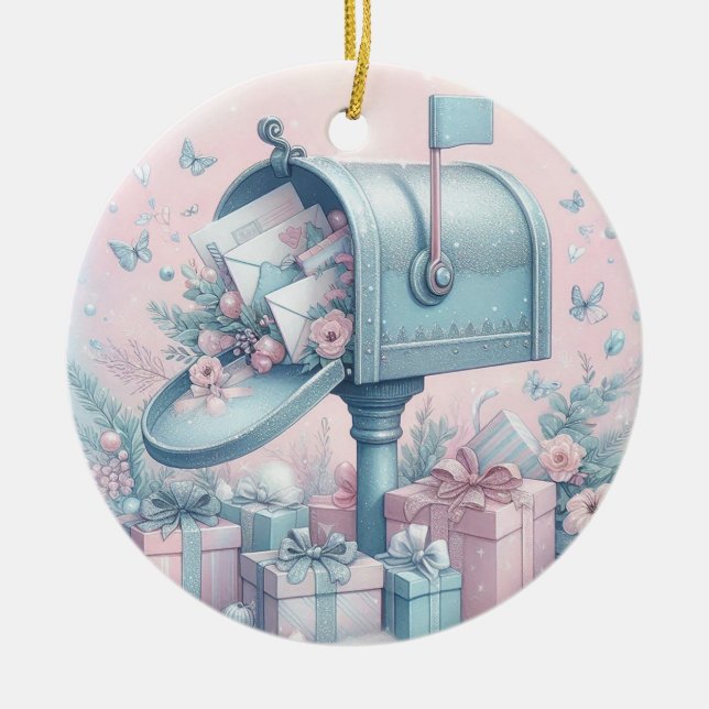 Enfeite de Natal de Pastel Caixa de Correio e Pres (Frente)