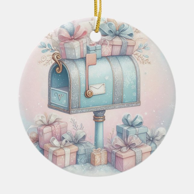 Enfeite de Natal de Pastel Caixa de Correio e Pres (Frente)