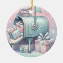 Enfeite de Natal de Pastel Caixa de Correio e Pres