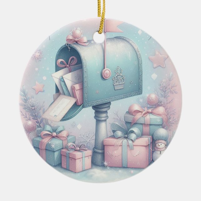 Enfeite de Natal de Pastel Caixa de Correio e Pres (Frente)