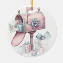 Enfeite de Natal de Pastel Caixa de Correio e Pres