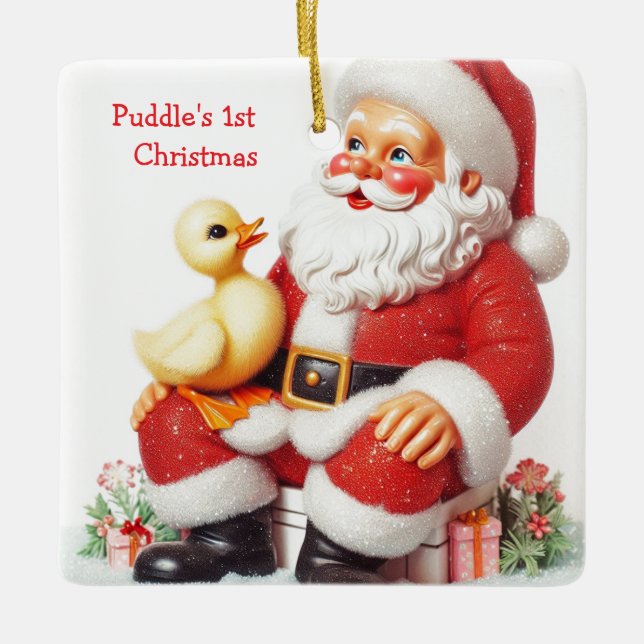 Enfeite de Natal de Patozinho em Estilo Vintage (Frente)
