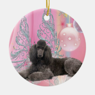 Enfeite de Natal de Poodle Rosa