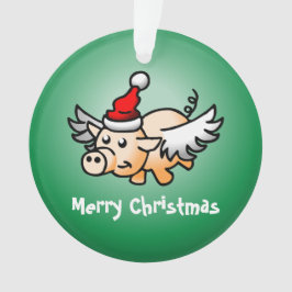 Enfeite de Natal de Porco Voador em Acrílico