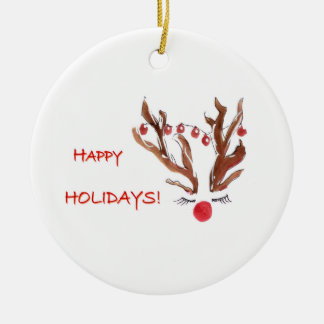 Enfeite de Natal de Rena com Design Pintado à Mão