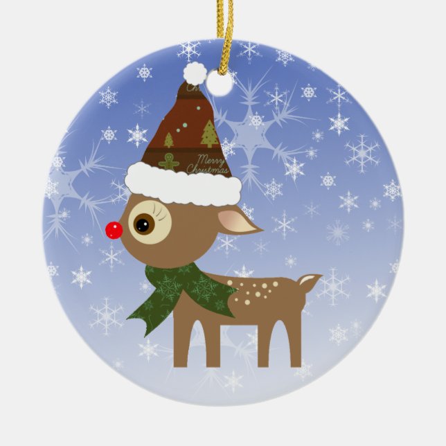 Enfeite de Natal de Rena Fofa (Frente)