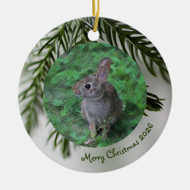 Enfeite de Natal de Sempre-Verde com 2 Fotos Frent (Frente)