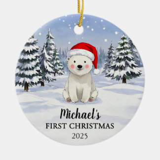 Enfeite de Natal de Urso Polar Personalizado para